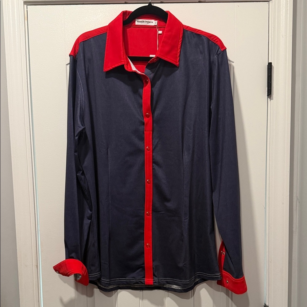 Ranch Dress’n denim and red rodeo shirt
